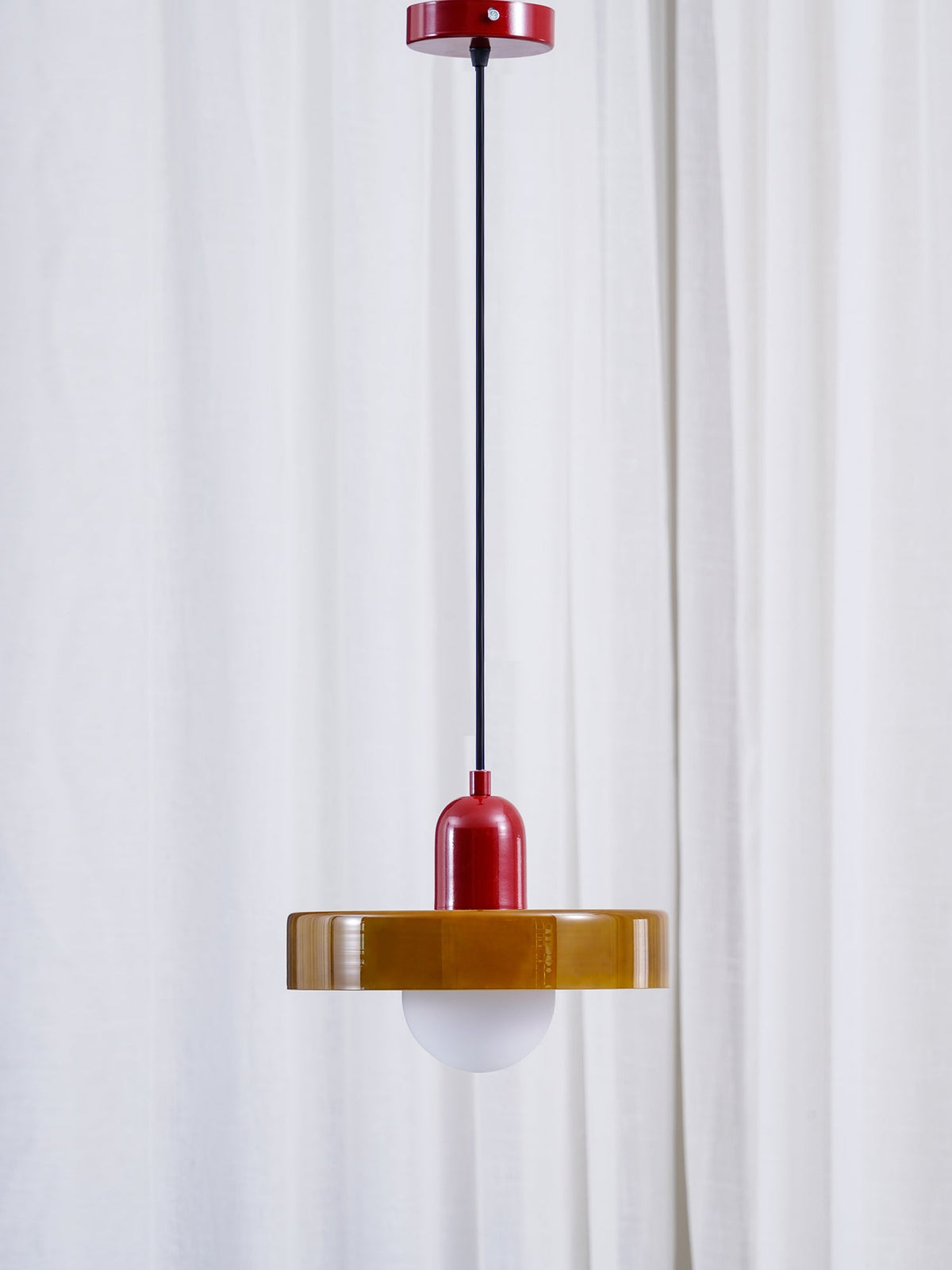 Disc Orb | Colorful Glass Pendant Light, Modern Globe Hanging Lamp for Kitchen Island and Dining Table