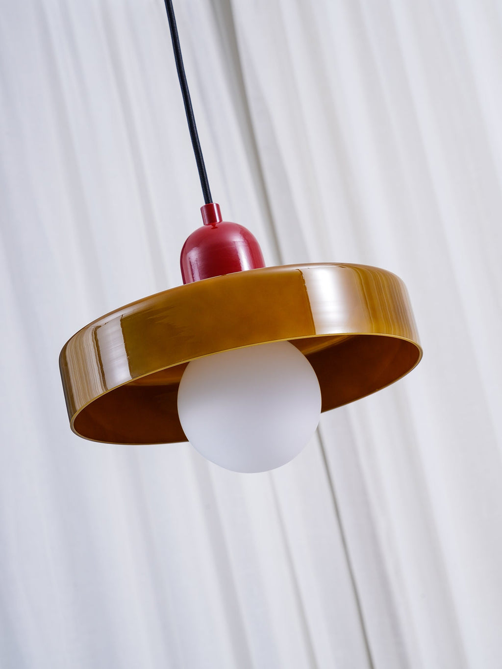 Disc Orb | Colorful Glass Pendant Light, Modern Globe Hanging Lamp for Kitchen Island and Dining Table