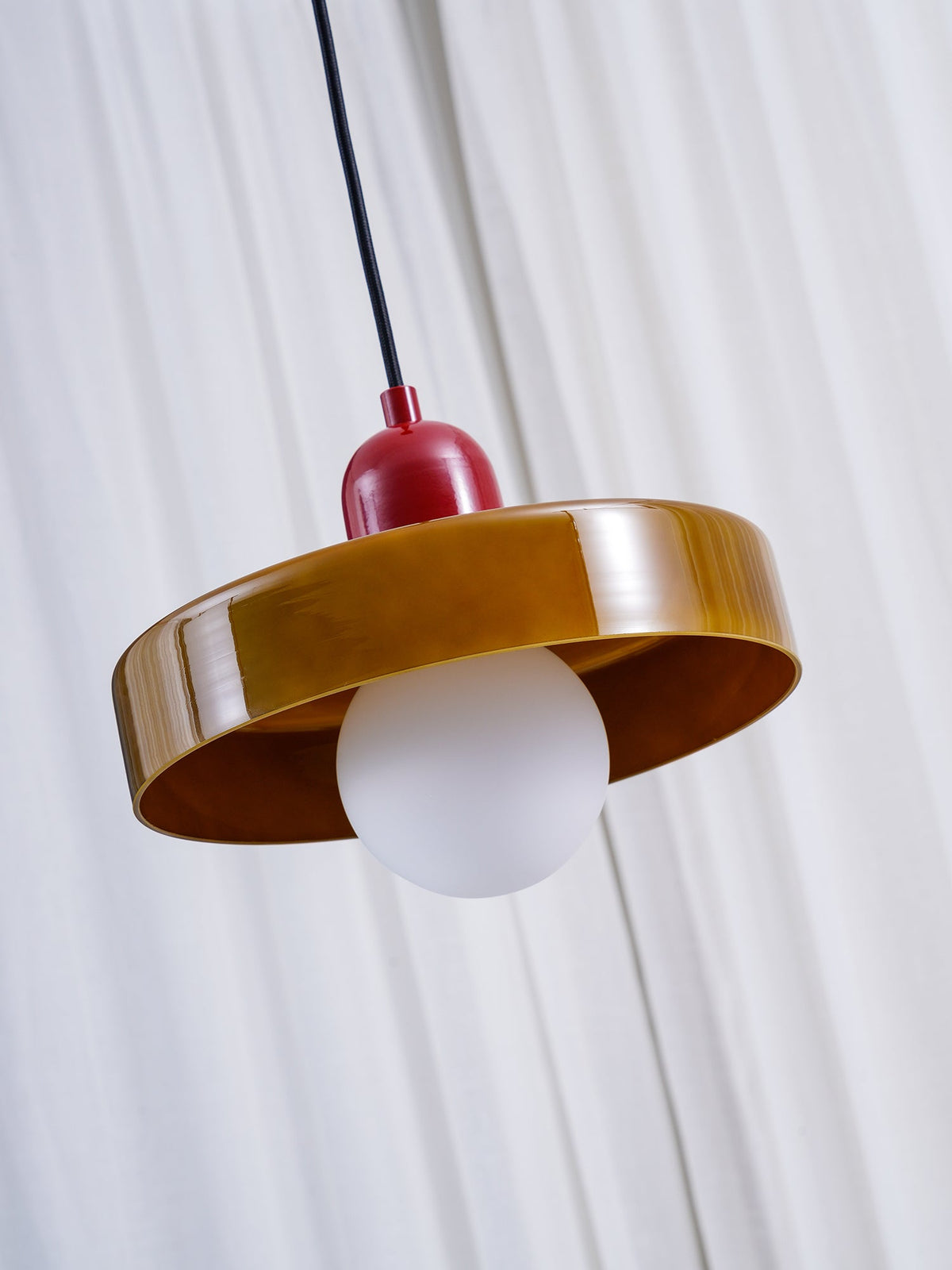 Disc Orb | Colorful Glass Pendant Light, Modern Globe Hanging Lamp for Kitchen Island and Dining Table