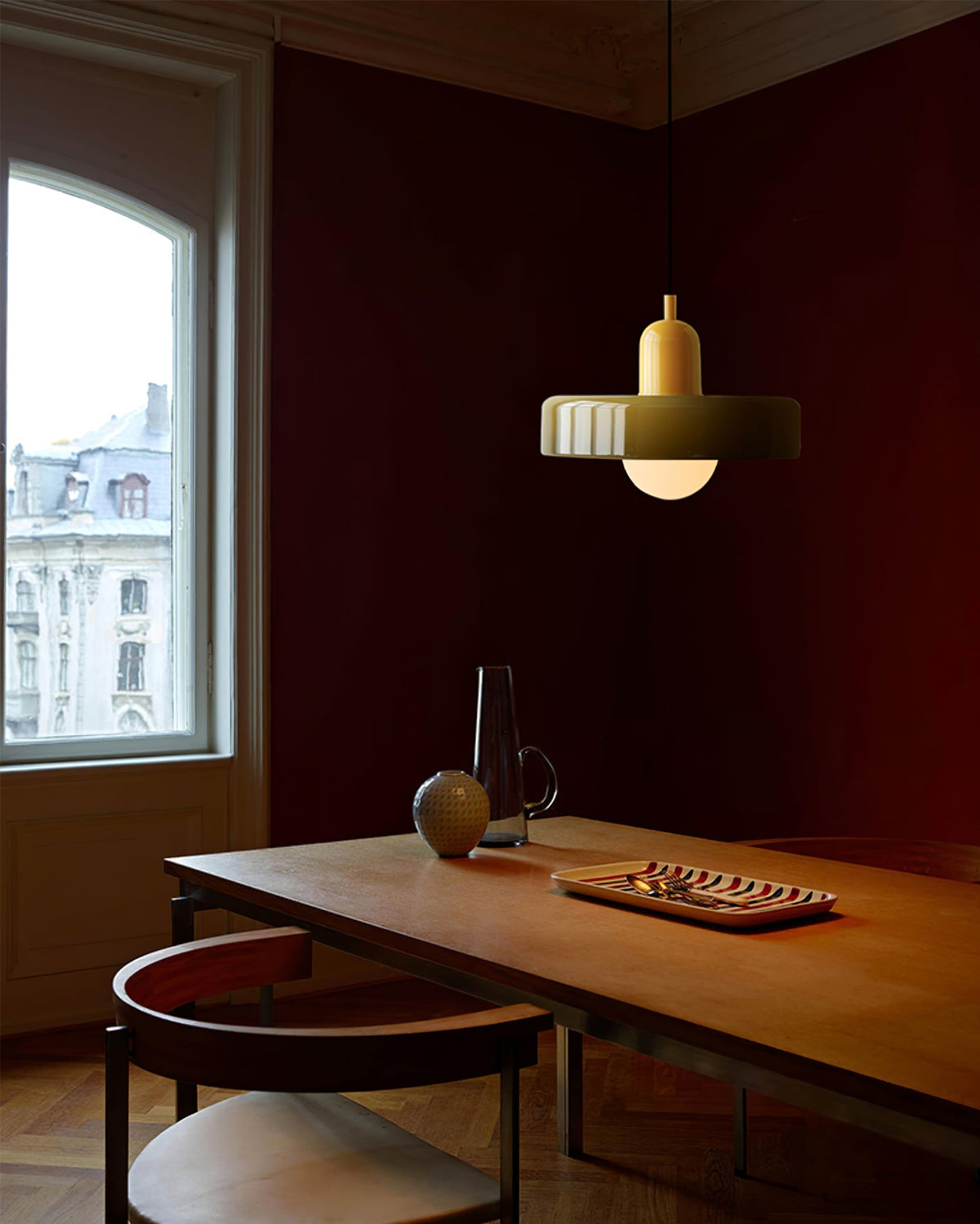 Disc Orb | Colorful Glass Pendant Light, Modern Globe Hanging Lamp for Kitchen Island and Dining Table