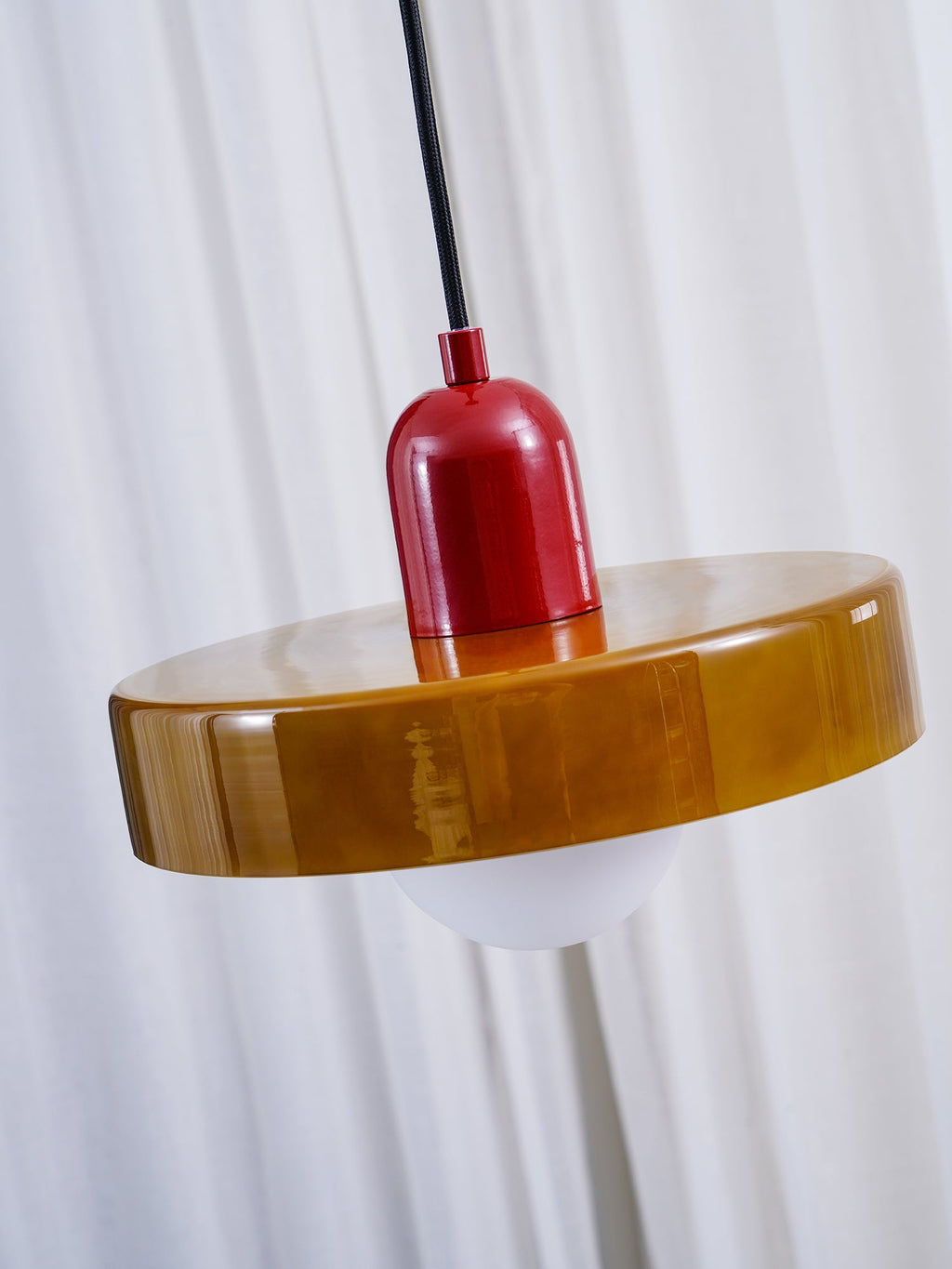 Disc Orb | Colorful Glass Pendant Light, Modern Globe Hanging Lamp for Kitchen Island and Dining Table