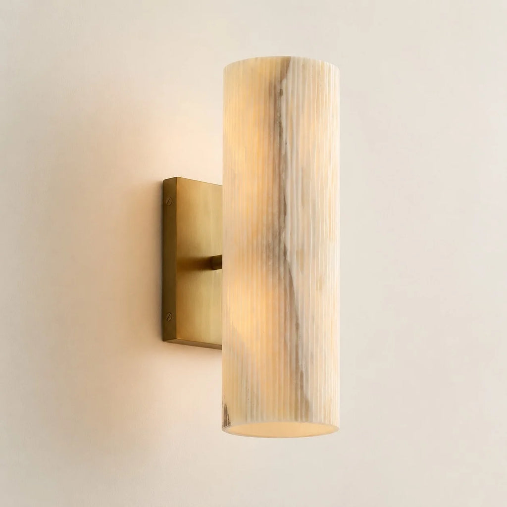 Doran | Alabaster Tube Wall Sconce, Modern Stone Wall Light, Bathroom Vanity and Bedside Sconce