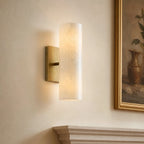 Doran | Alabaster Tube Wall Sconce, Modern Stone Wall Light, Bathroom Vanity and Bedside Sconce