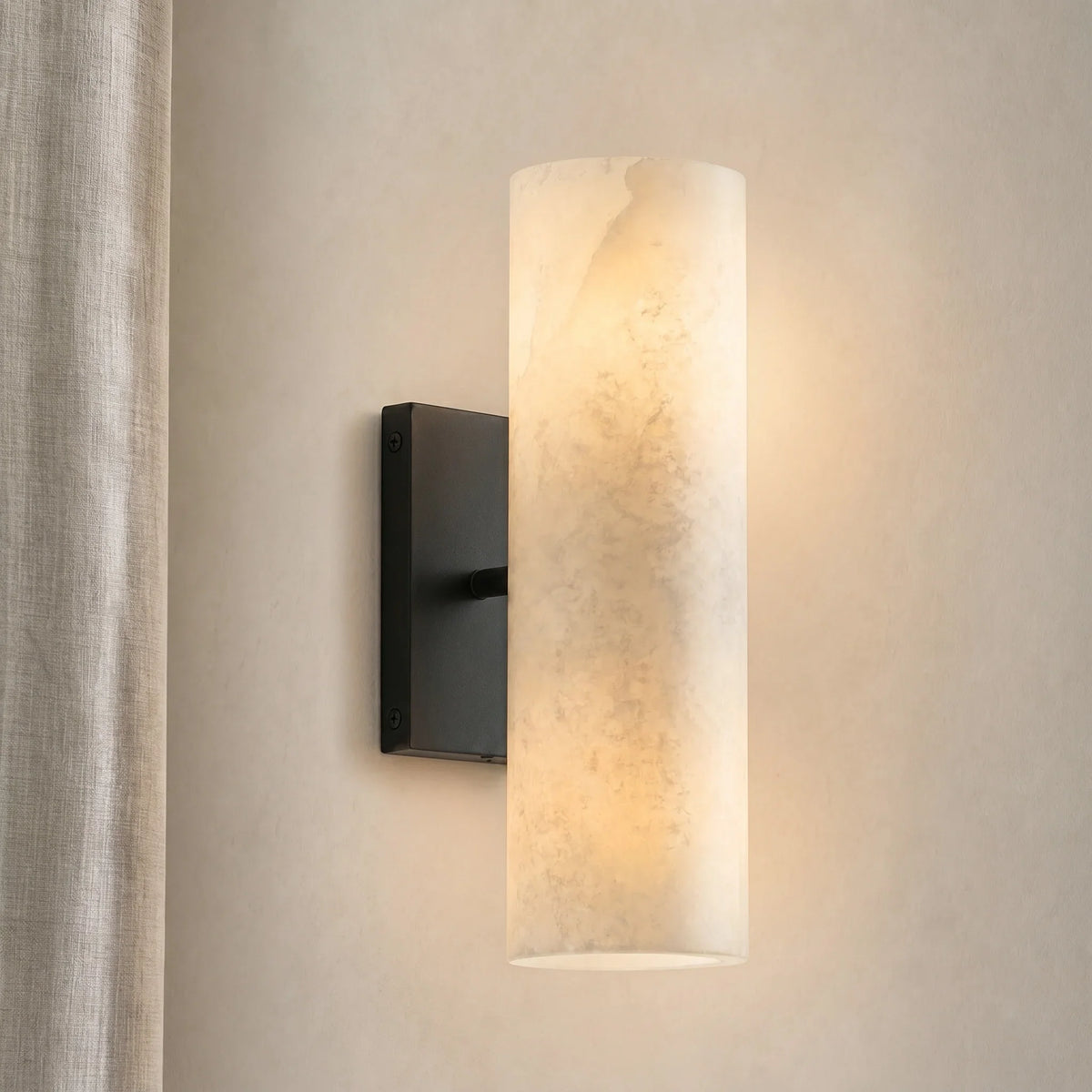 Doran | Alabaster Tube Wall Sconce, Modern Stone Wall Light, Bathroom Vanity and Bedside Sconce
