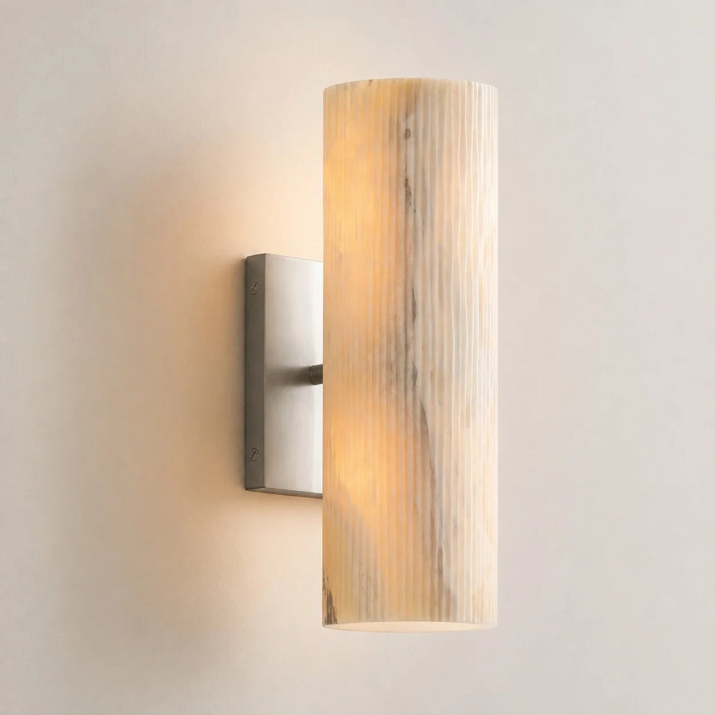 Doran | Alabaster Tube Wall Sconce, Modern Stone Wall Light, Bathroom Vanity and Bedside Sconce