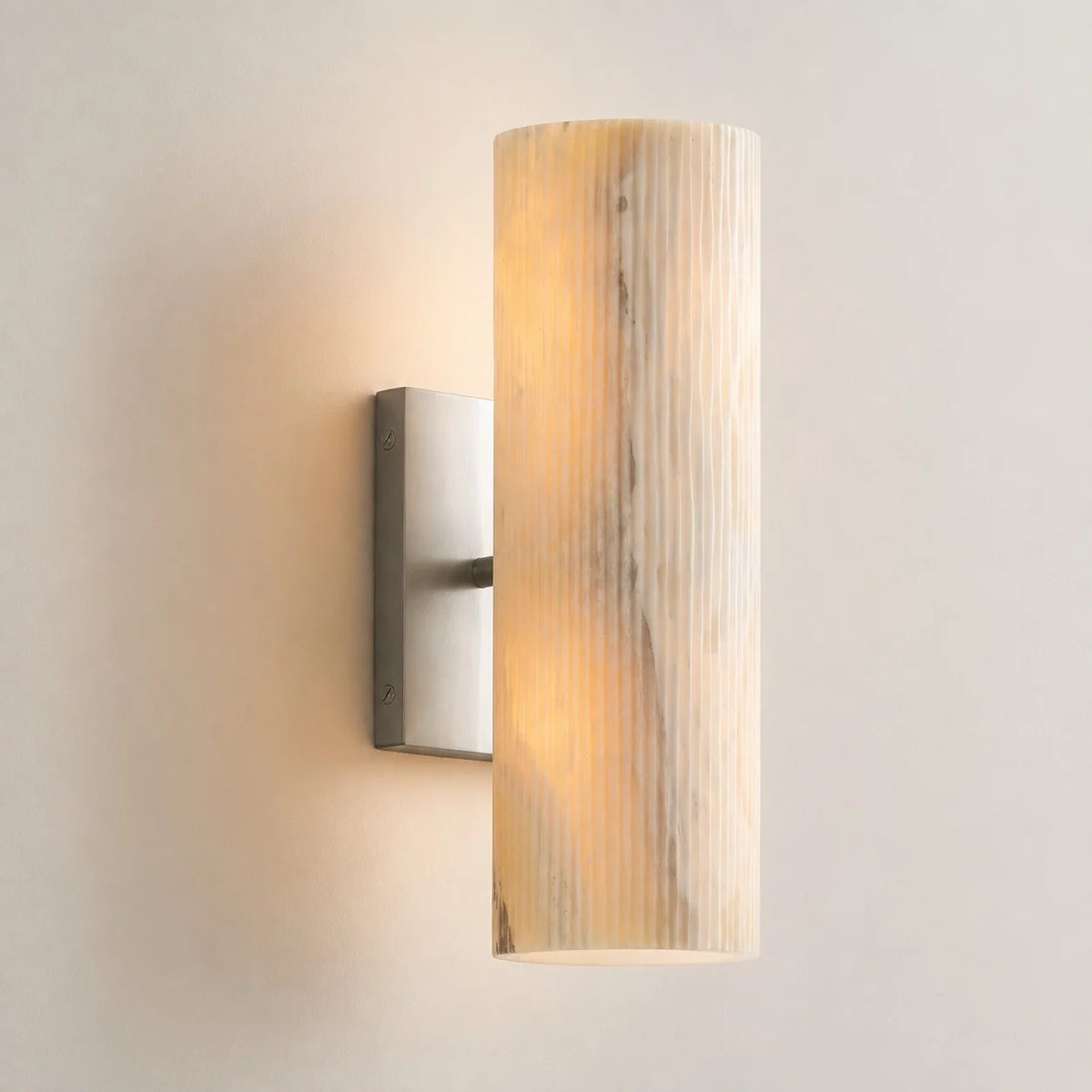 Doran | Alabaster Tube Wall Sconce, Modern Stone Wall Light, Bathroom Vanity and Bedside Sconce