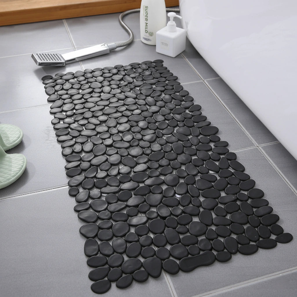 Pebble | Non Slip Bath Mat, Suction Cup Shower Mat, River Stone Design, Bathtub Mat