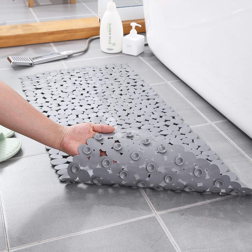 Pebble | Non Slip Bath Mat, Suction Cup Shower Mat, River Stone Design, Bathtub Mat