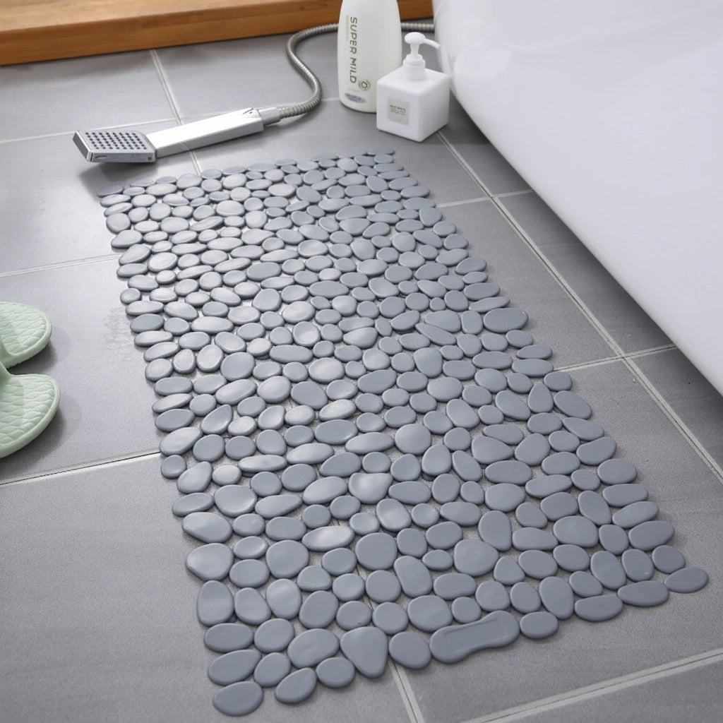 Pebble | Non Slip Bath Mat, Suction Cup Shower Mat, River Stone Design, Bathtub Mat