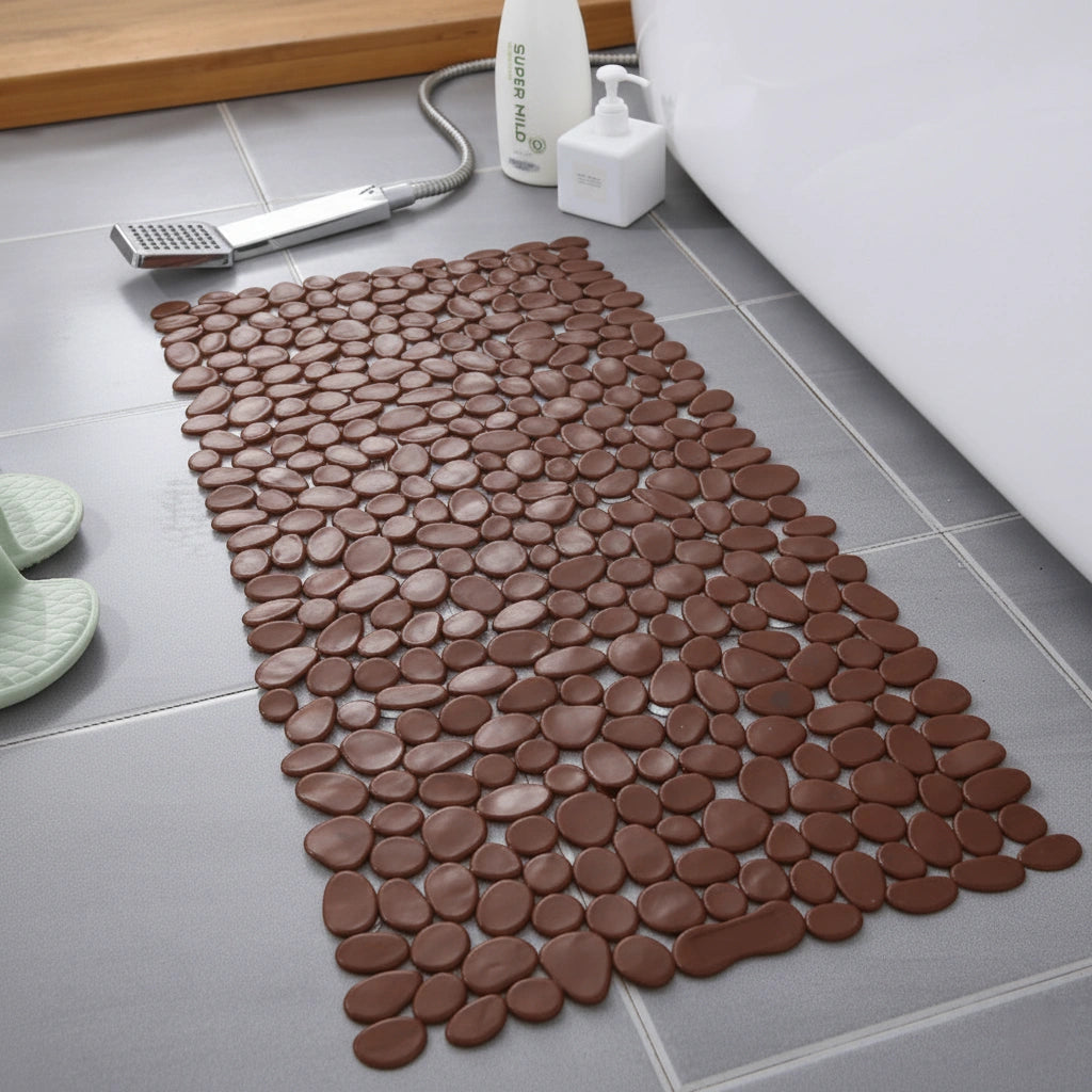 Pebble | Non Slip Bath Mat, Suction Cup Shower Mat, River Stone Design, Bathtub Mat