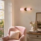 Deauville | Art Deco Vanity Light, 2 Light Milk Glass Bathroom Light Fixture, Vintage Brass Wall Light