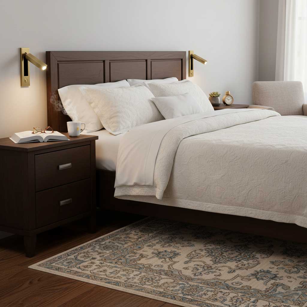Fold | Recessed Bedside Wall Light, Flush Mount LED Reading Lamp, Adjustable Hotel Style Headboard Sconce