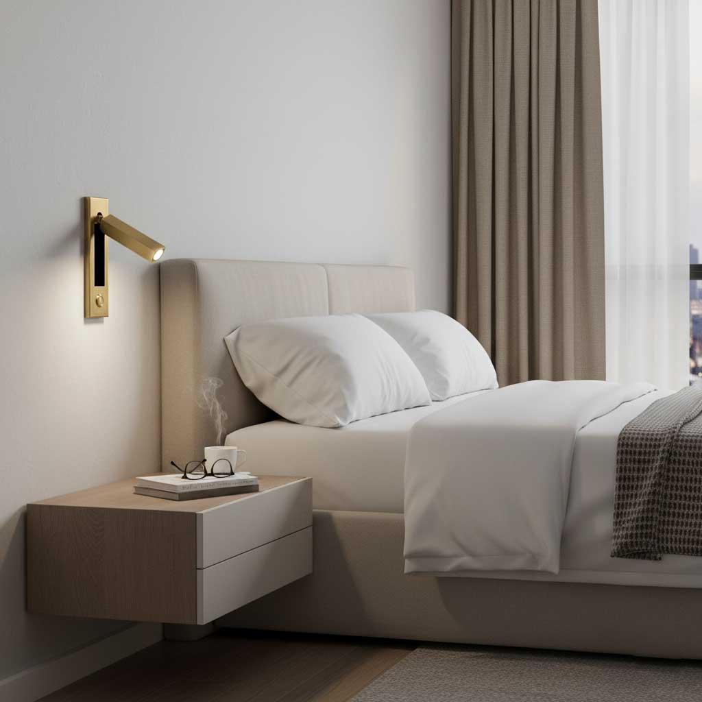 Fold | Recessed Bedside Wall Light, Flush Mount LED Reading Lamp, Adjustable Hotel Style Headboard Sconce
