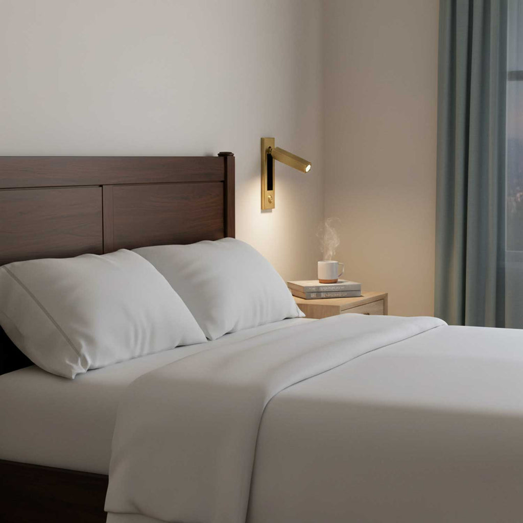 Fold | Recessed Bedside Wall Light, Flush Mount LED Reading Lamp, Adjustable Hotel Style Headboard Sconce
