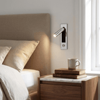 Fold | Recessed Bedside Wall Light, Flush Mount LED Reading Lamp, Adjustable Hotel Style Headboard Sconce