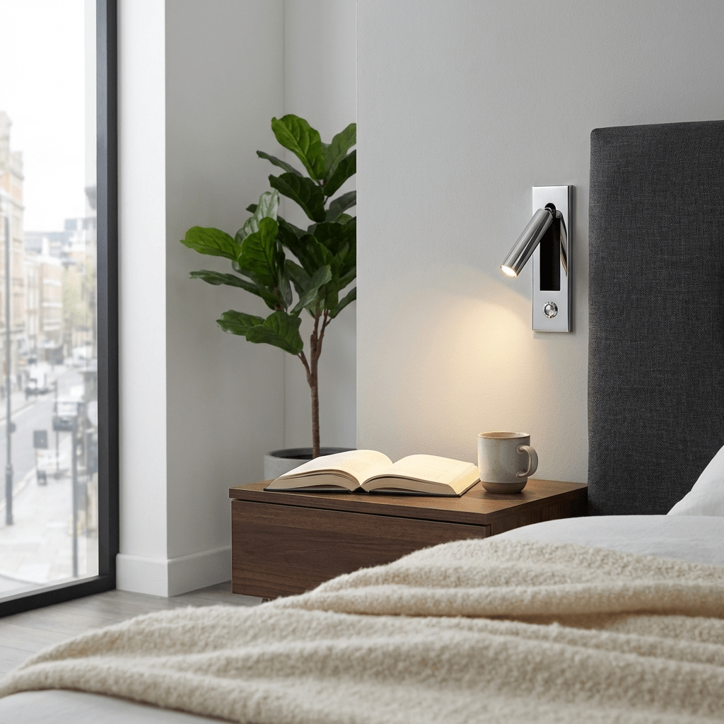 Fold | Recessed Bedside Wall Light, Flush Mount LED Reading Lamp, Adjustable Hotel Style Headboard Sconce