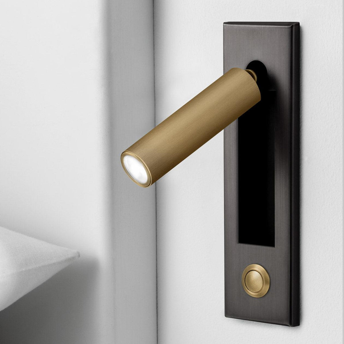 Fold | Recessed Bedside Wall Light, Flush Mount LED Reading Lamp, Adjustable Hotel Style Headboard Sconce