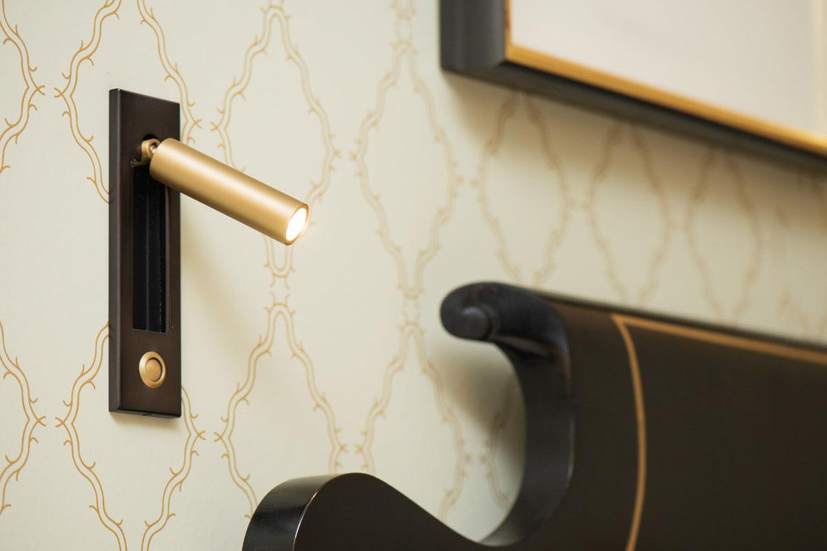 Fold | Recessed Bedside Wall Light, Flush Mount LED Reading Lamp, Adjustable Hotel Style Headboard Sconce