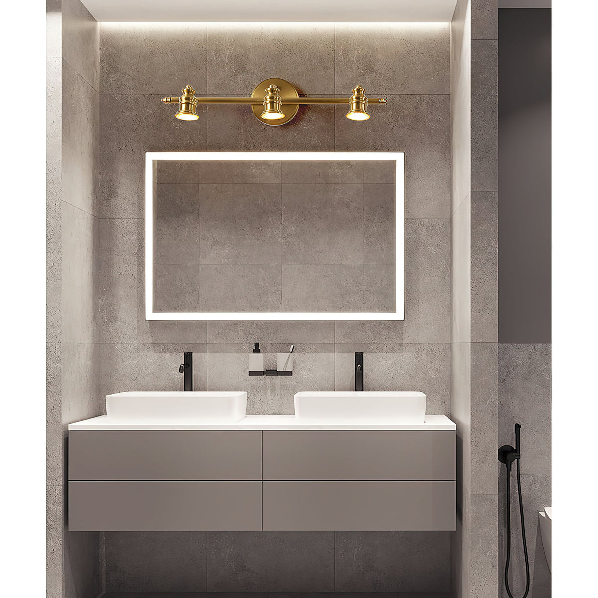 Beaumont | Brass Spotlight Vanity Light Bar, Adjustable Wall Light