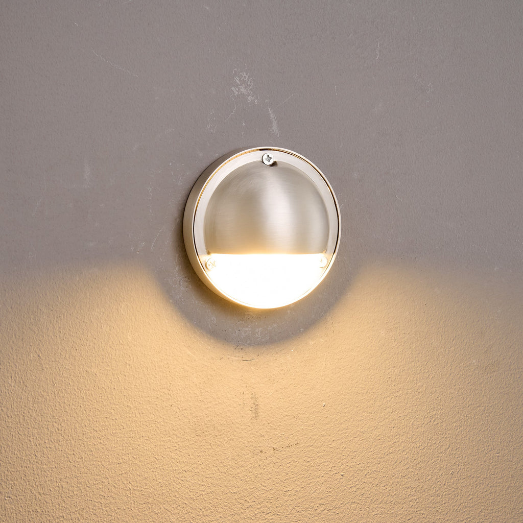 Cove | Brass Step Light, Eyelid Wall Light, Covered Porch