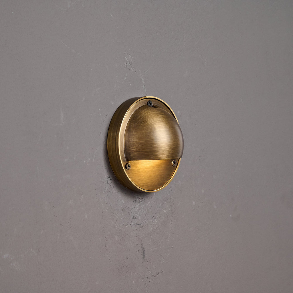 Cove | Brass Step Light, Eyelid Wall Light, Covered Porch
