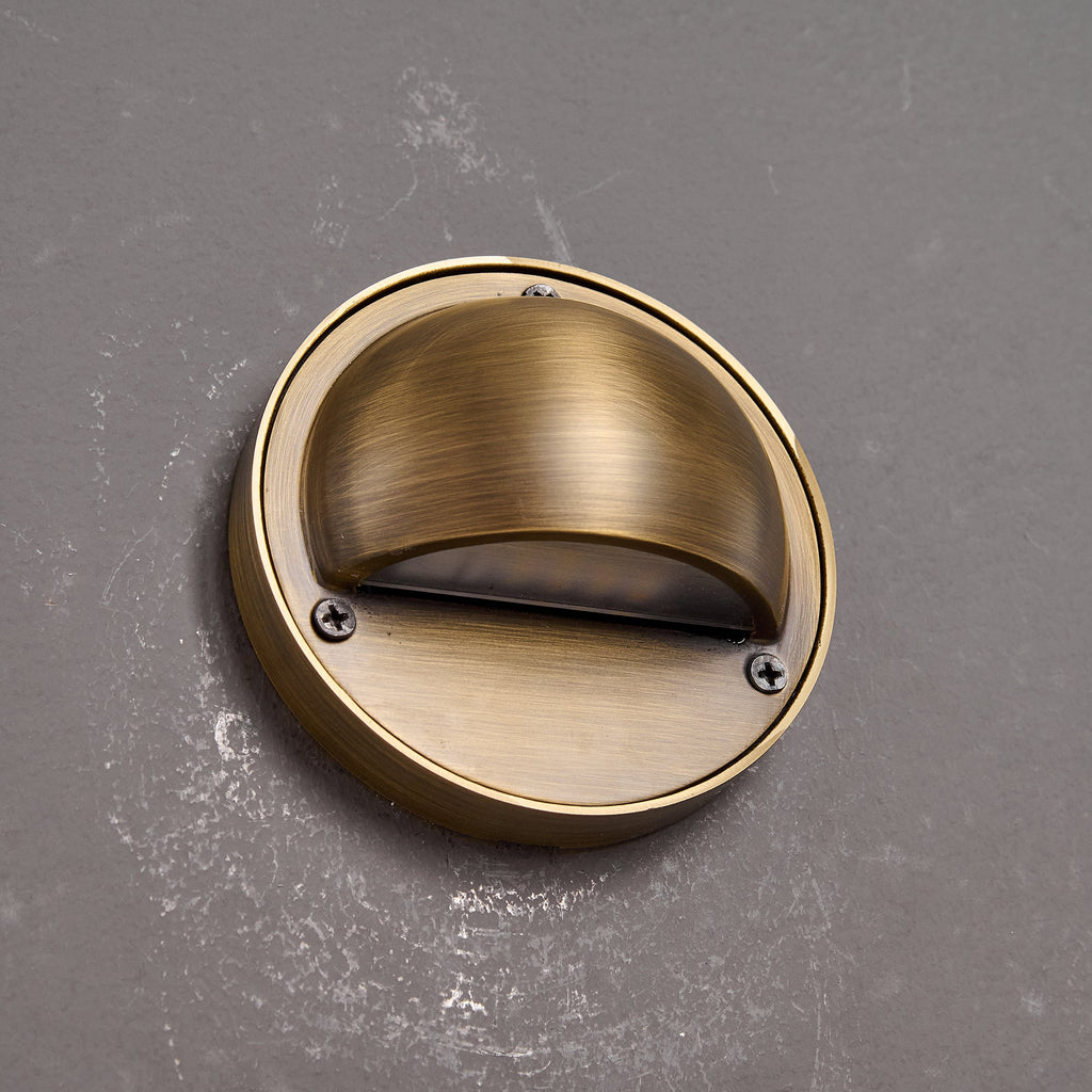 Cove | Brass Step Light, Eyelid Wall Light, Covered Porch