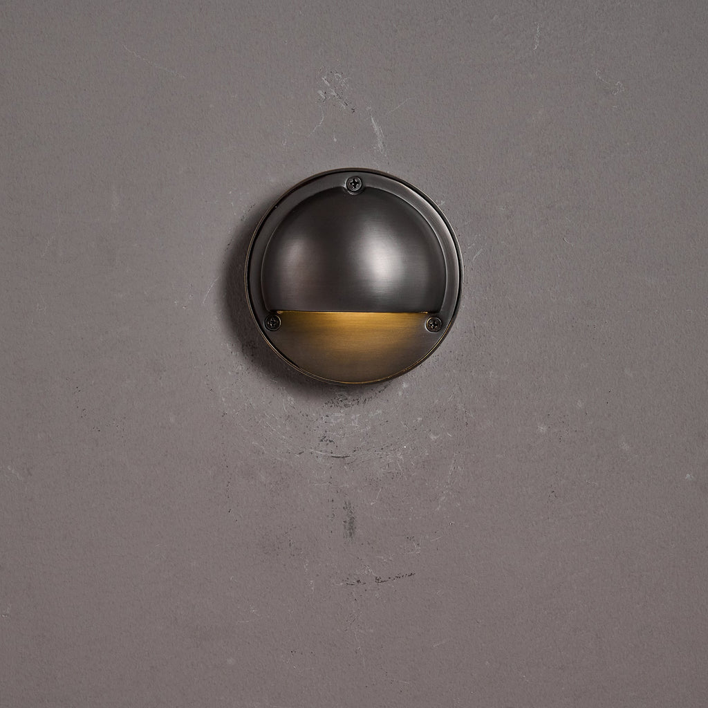 Cove | Brass Step Light, Eyelid Wall Light, Covered Porch