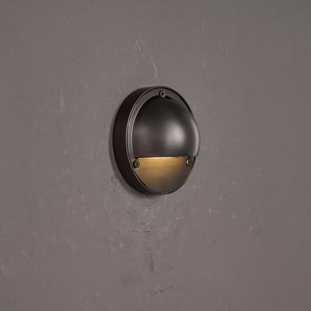 Cove | Brass Step Light, Eyelid Wall Light, Covered Porch