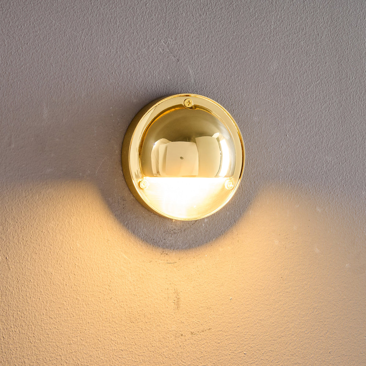 Cove | Brass Step Light, Eyelid Wall Light, Covered Porch
