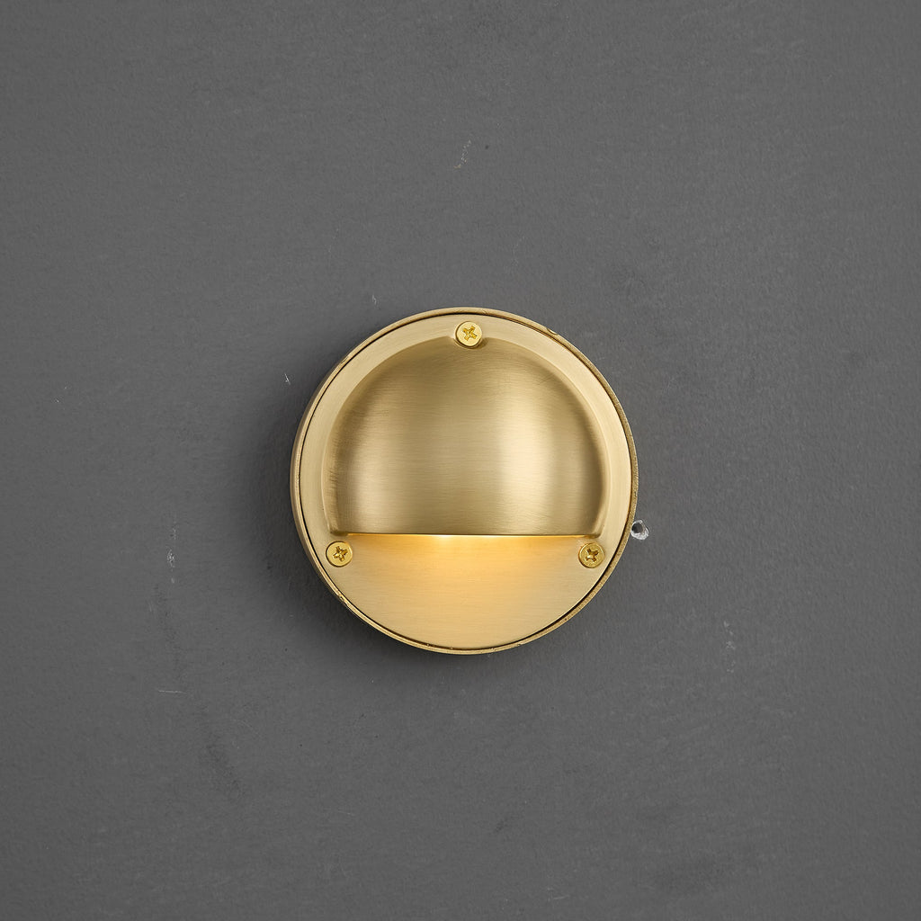 Cove | Brass Step Light, Eyelid Wall Light, Covered Porch