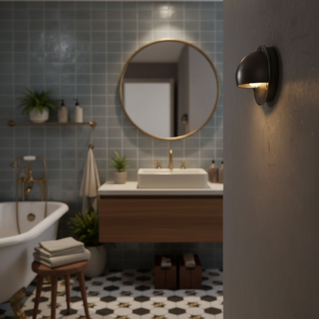 Cove | Brass Step Light, Eyelid Wall Light, Covered Porch