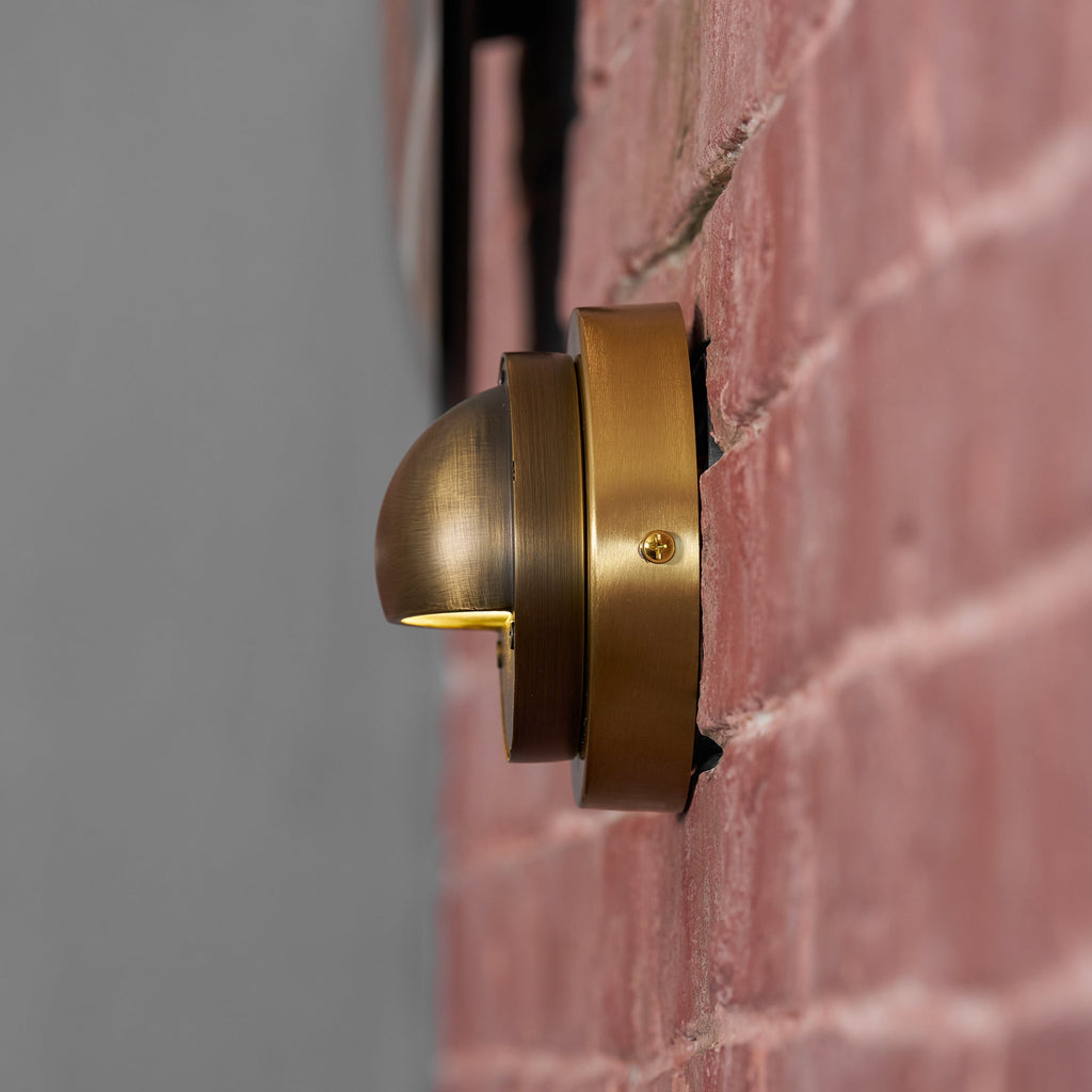 Cove | Brass Step Light, Eyelid Wall Light, Covered Porch