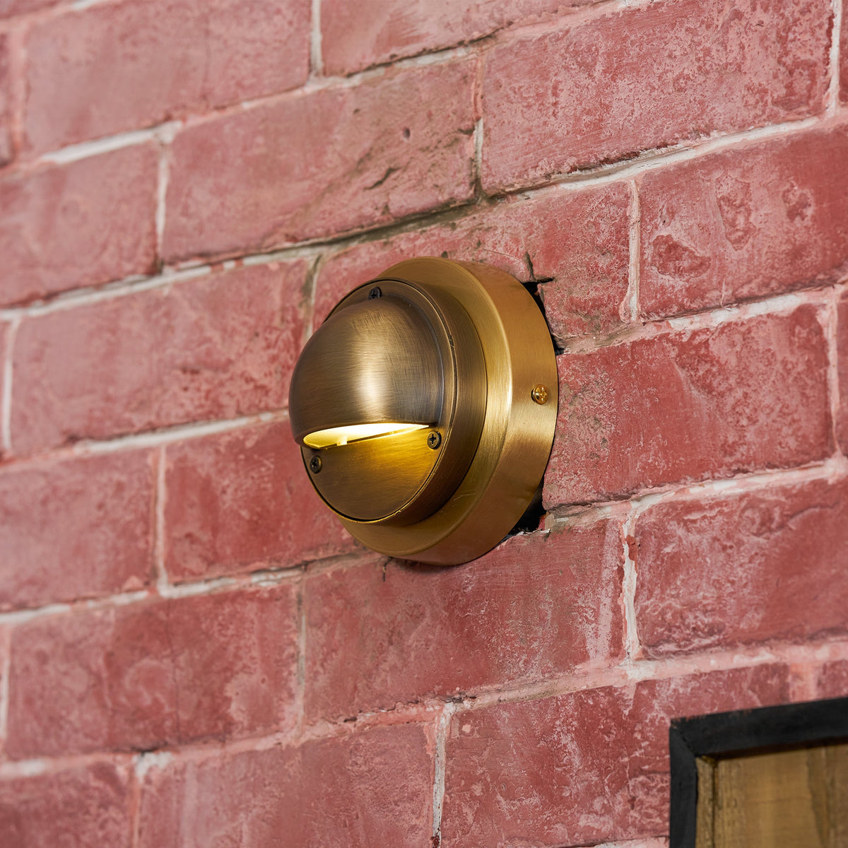 Cove | Brass Step Light, Eyelid Wall Light, Covered Porch