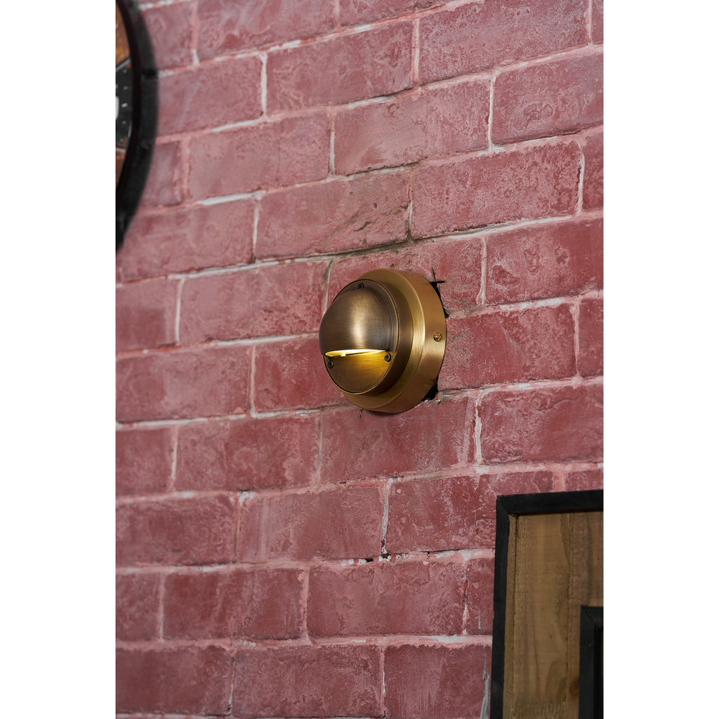 Cove | Brass Step Light, Eyelid Wall Light, Covered Porch