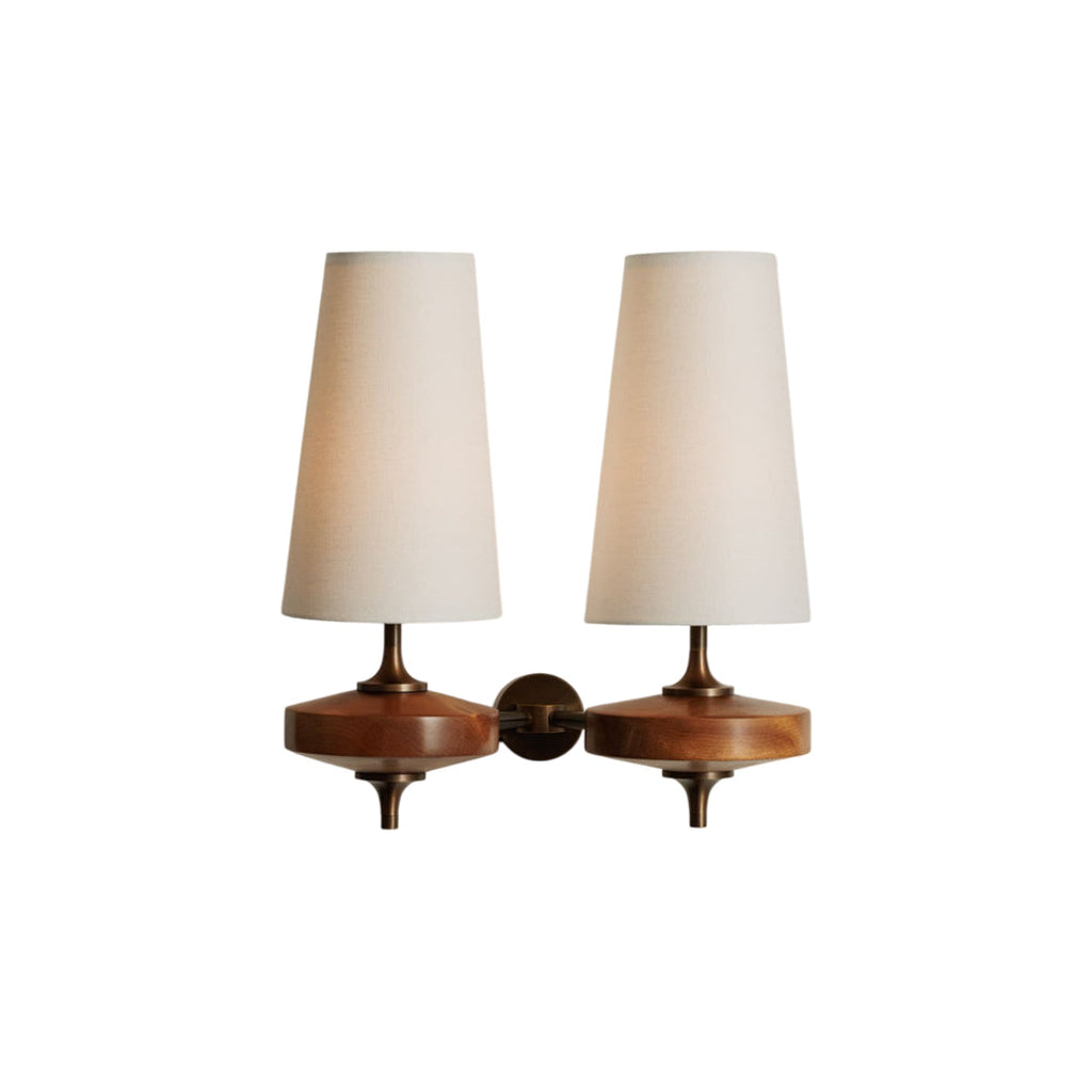 Tamsin | Walnut Wall Sconce, Fabric Shade Bedside Wall Lamp