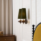 Tamsin | Walnut Wall Sconce, Fabric Shade Bedside Wall Lamp