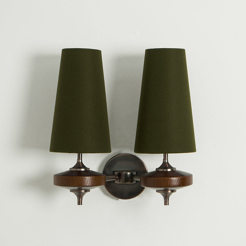 Tamsin | Walnut Wall Sconce, Fabric Shade Bedside Wall Lamp