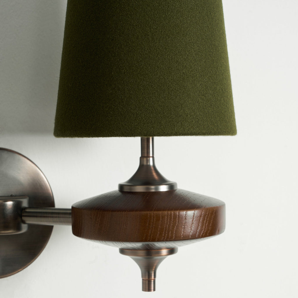 Tamsin | Walnut Wall Sconce, Fabric Shade Bedside Wall Lamp