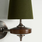 Tamsin | Walnut Wall Sconce, Fabric Shade Bedside Wall Lamp