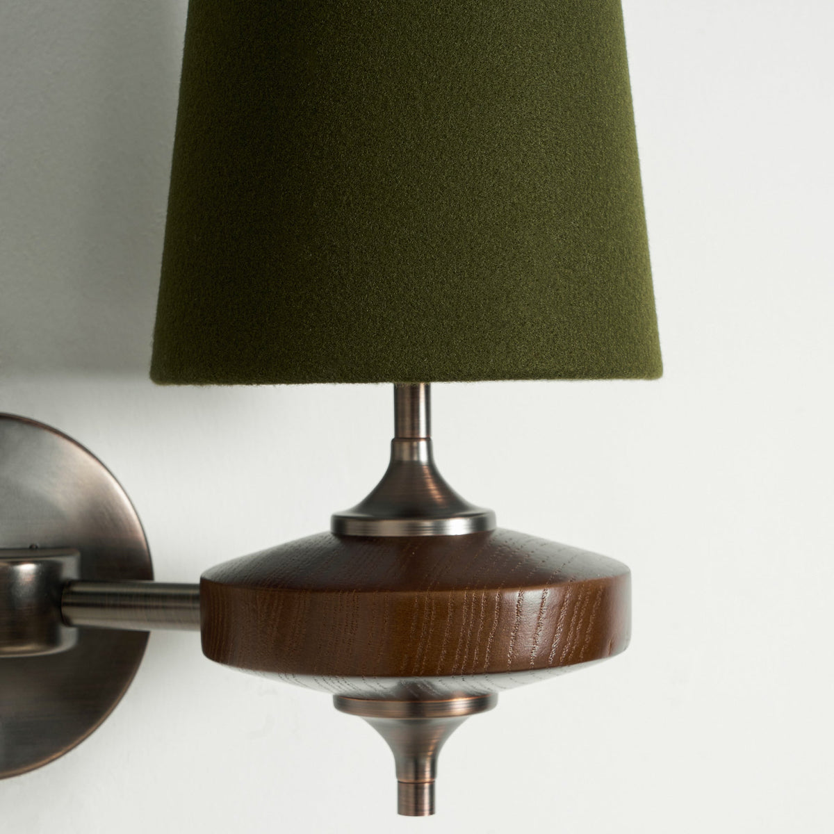 Tamsin | Walnut Wall Sconce, Fabric Shade Bedside Wall Lamp