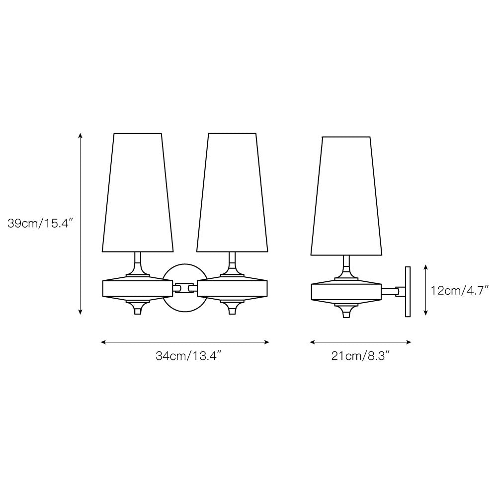 Tamsin | Walnut Wall Sconce, Fabric Shade Bedside Wall Lamp