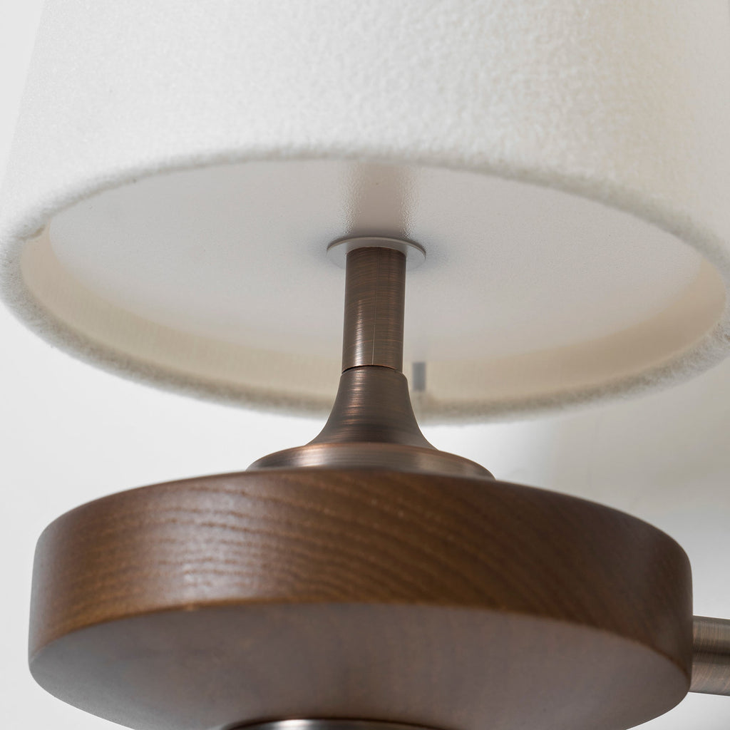 Tamsin | Walnut Wall Sconce, Fabric Shade Bedside Wall Lamp
