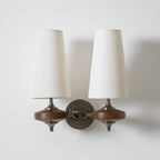 Tamsin | Walnut Wall Sconce, Fabric Shade Bedside Wall Lamp