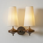 Tamsin | Walnut Wall Sconce, Fabric Shade Bedside Wall Lamp