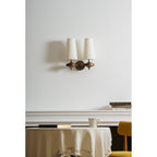 Tamsin | Walnut Wall Sconce, Fabric Shade Bedside Wall Lamp