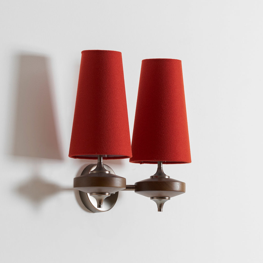 Tamsin | Walnut Wall Sconce, Fabric Shade Bedside Wall Lamp
