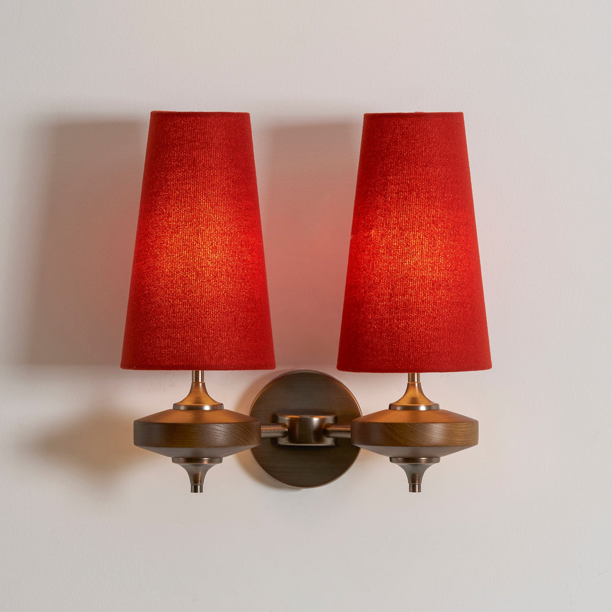 Tamsin | Walnut Wall Sconce, Fabric Shade Bedside Wall Lamp