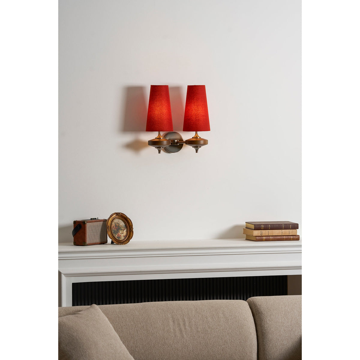 Tamsin | Walnut Wall Sconce, Fabric Shade Bedside Wall Lamp