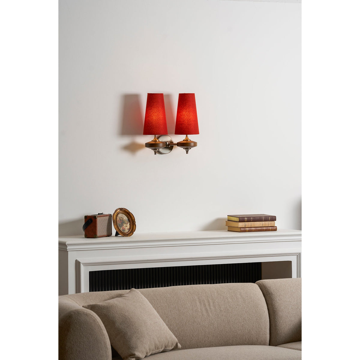 Tamsin | Walnut Wall Sconce, Fabric Shade Bedside Wall Lamp