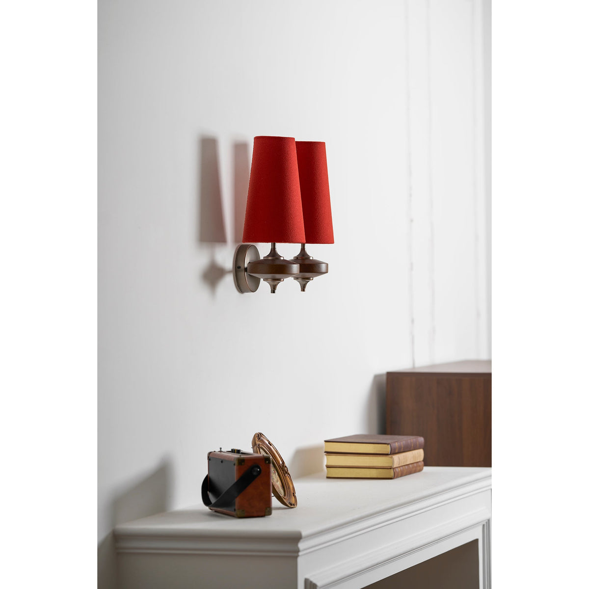 Tamsin | Walnut Wall Sconce, Fabric Shade Bedside Wall Lamp
